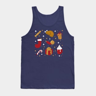 Christmas Day Turkey Gifts Stocking Festive Pattern Digital Illustration Tank Top